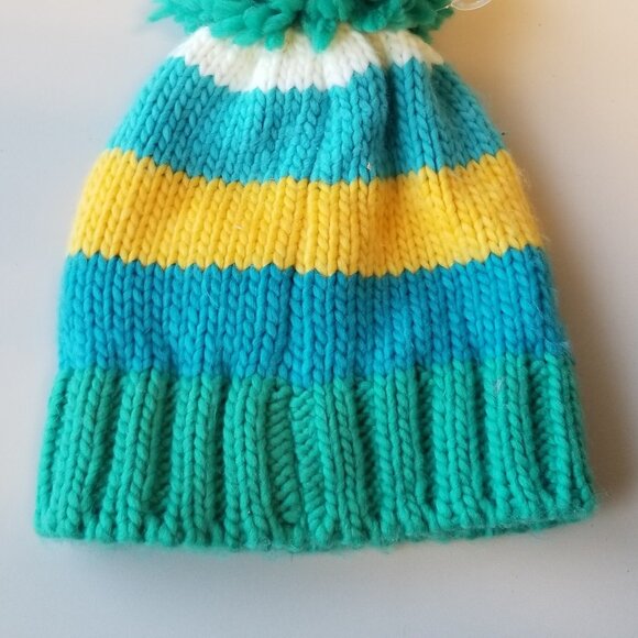 Blade & Rose Green and Mustard Bobble Hat (small 0-12 months) - Picture 4 of 4